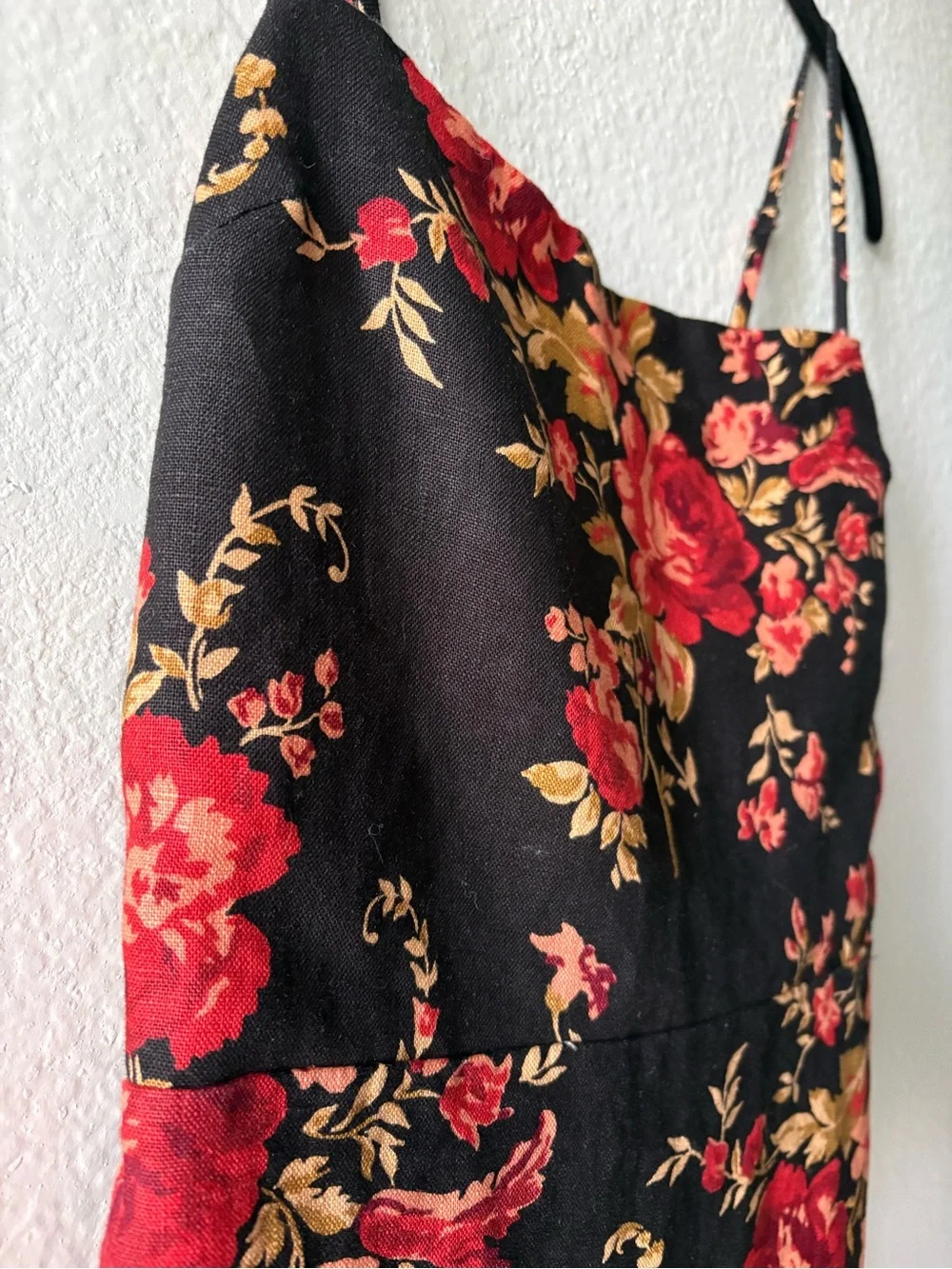 Reformation Linen Frankie Midi Dress Women’s 0 Black & Red Floral Formal Wedding - Picture 6 of 16